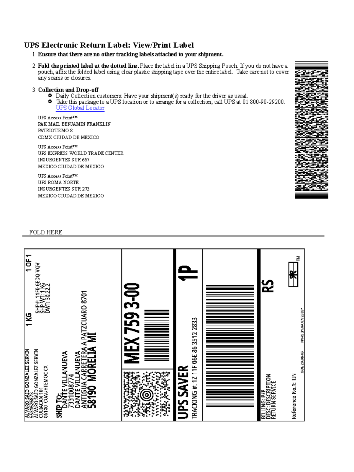 1z11f06e8635122833 Ups - Ups Electronic Return Label: View Print Label 