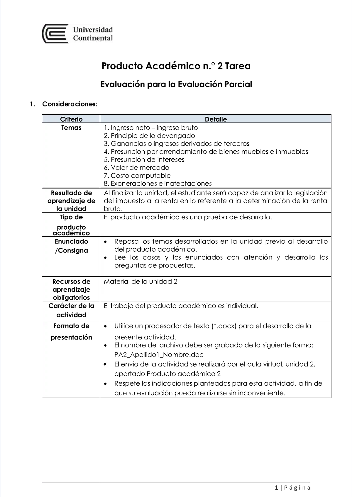 Pa02-tarea-renta-empresarial - Producto Académico N.° 2 TareaProducto ...