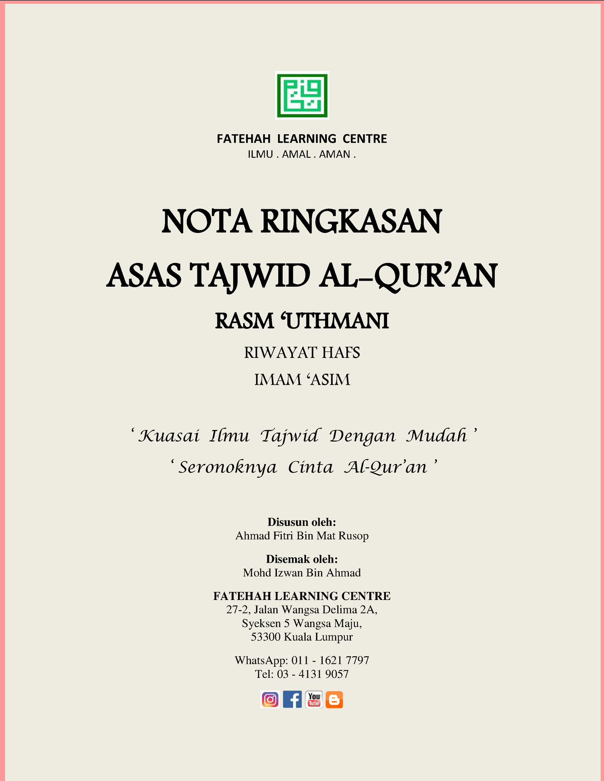 NOTA Ringkasan ASAS Tajwid 21 - FATEHAH LEARNING CENTRE ILMU. AMAL ...