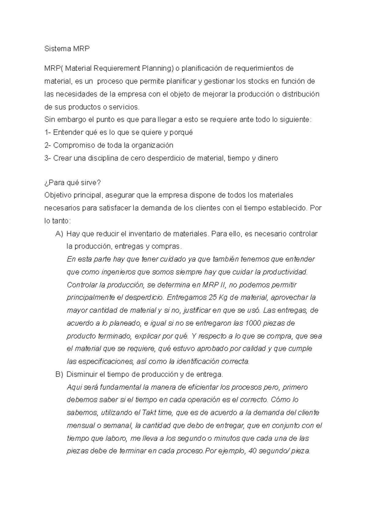 Sistema MRP - tutorial - Sistema MRP MRP( Material Requierement ...