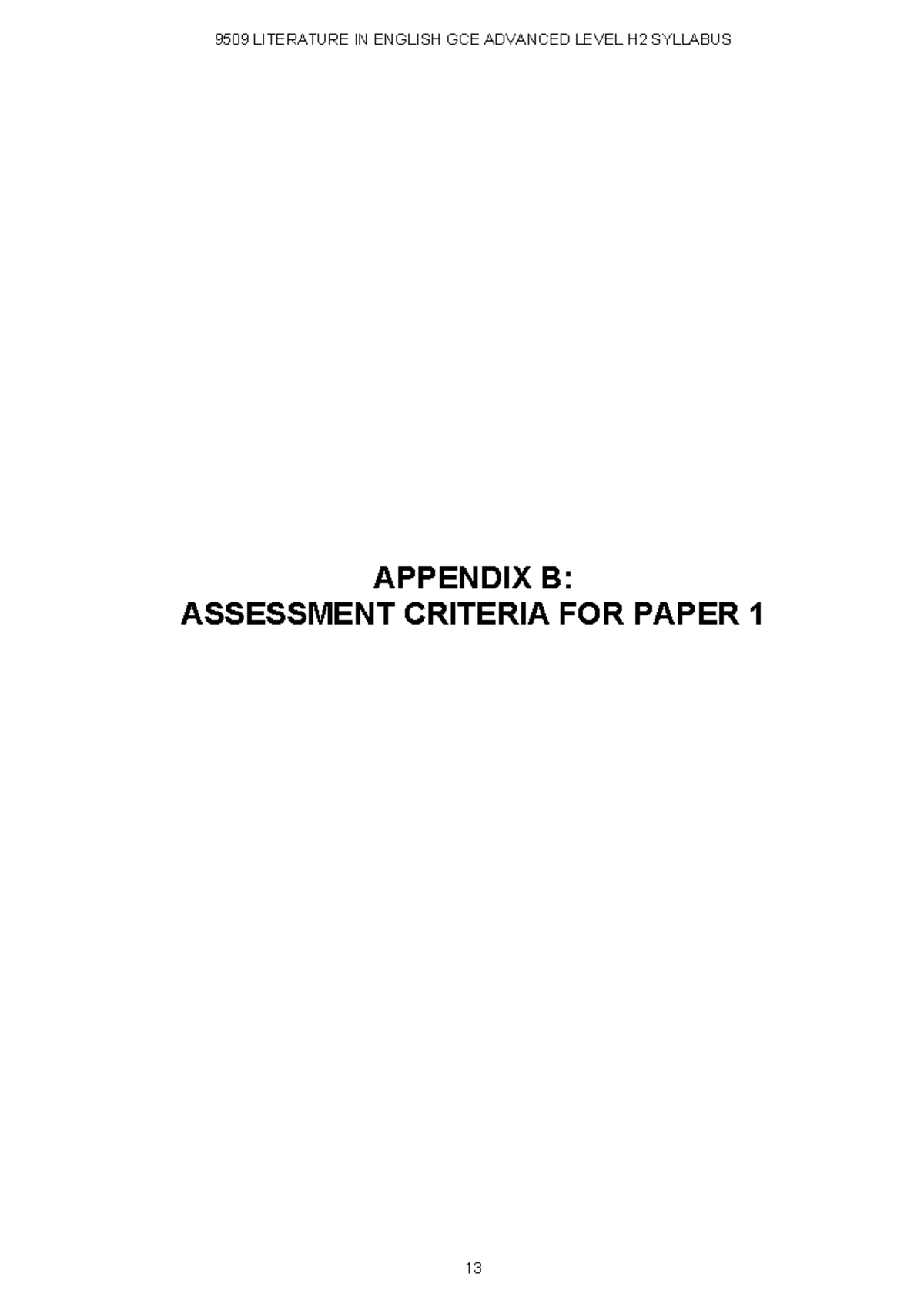 H2 Literature Lorms - APPENDIX B: ASSESSMENT CRITERIA FOR PAPER 1 ...