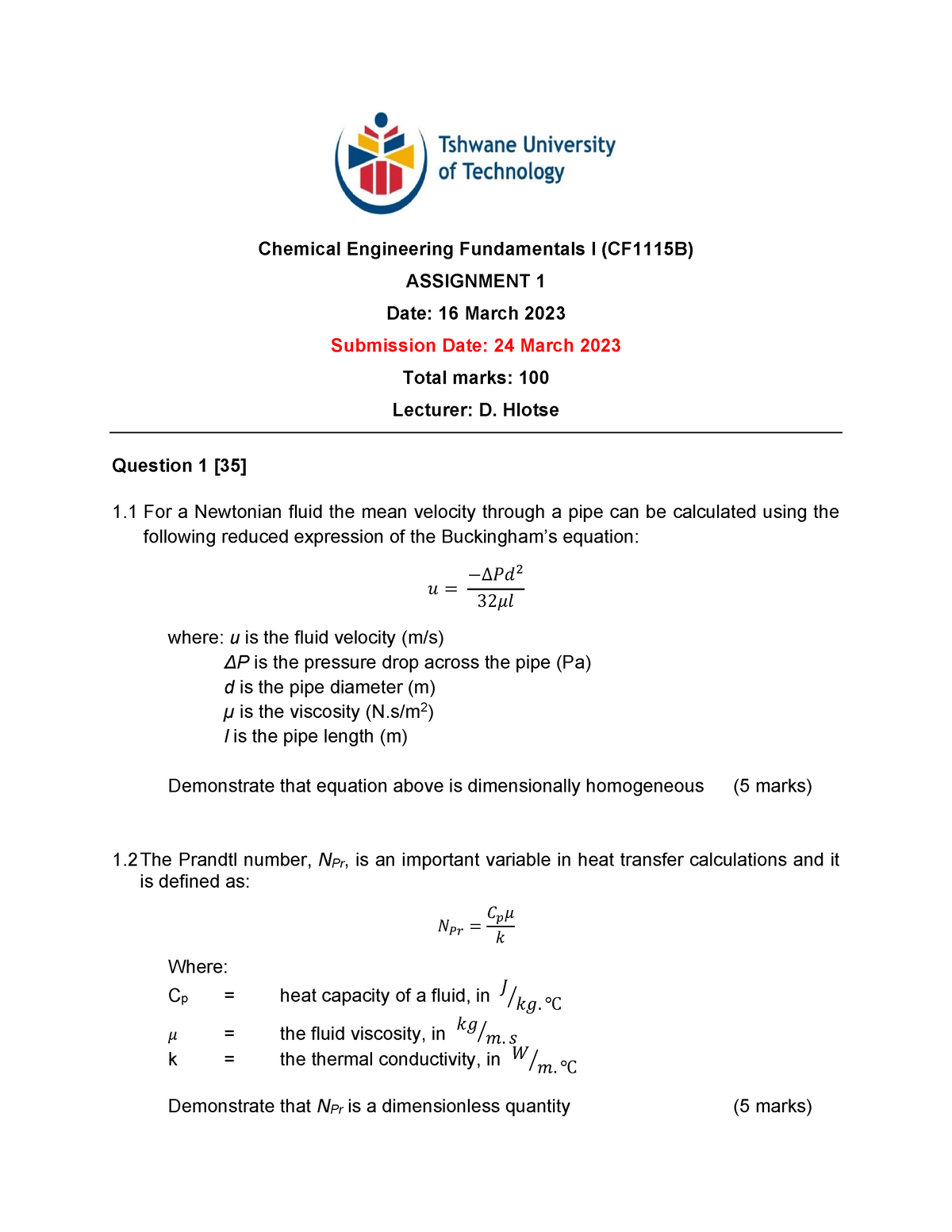 chemical engineering room assignment may 2023