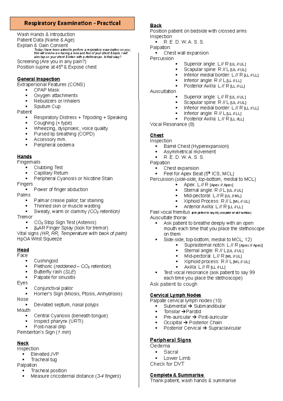 OSCE Physical Ex notes - Wash Hands & Introduction Patient Data {Name ...