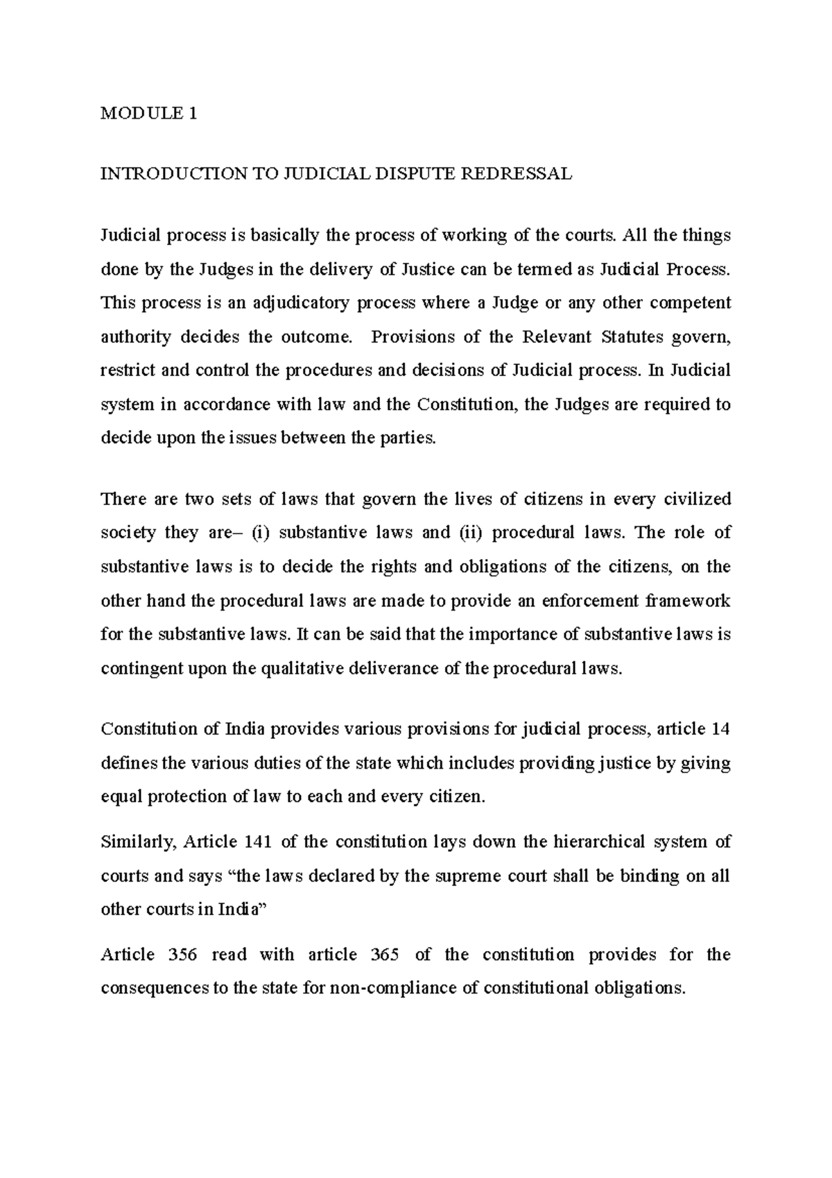 ADR vs JDR - Detailed. - MODULE 1 INTRODUCTION TO JUDICIAL DISPUTE ...