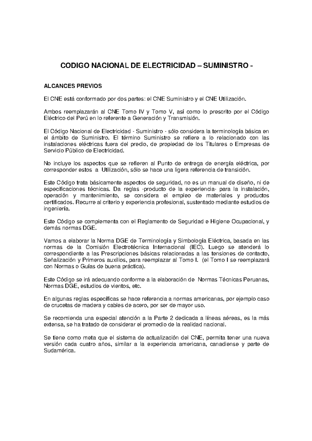 Código Nacional de Eléctricidad - Suministro - Alcances Previos ...