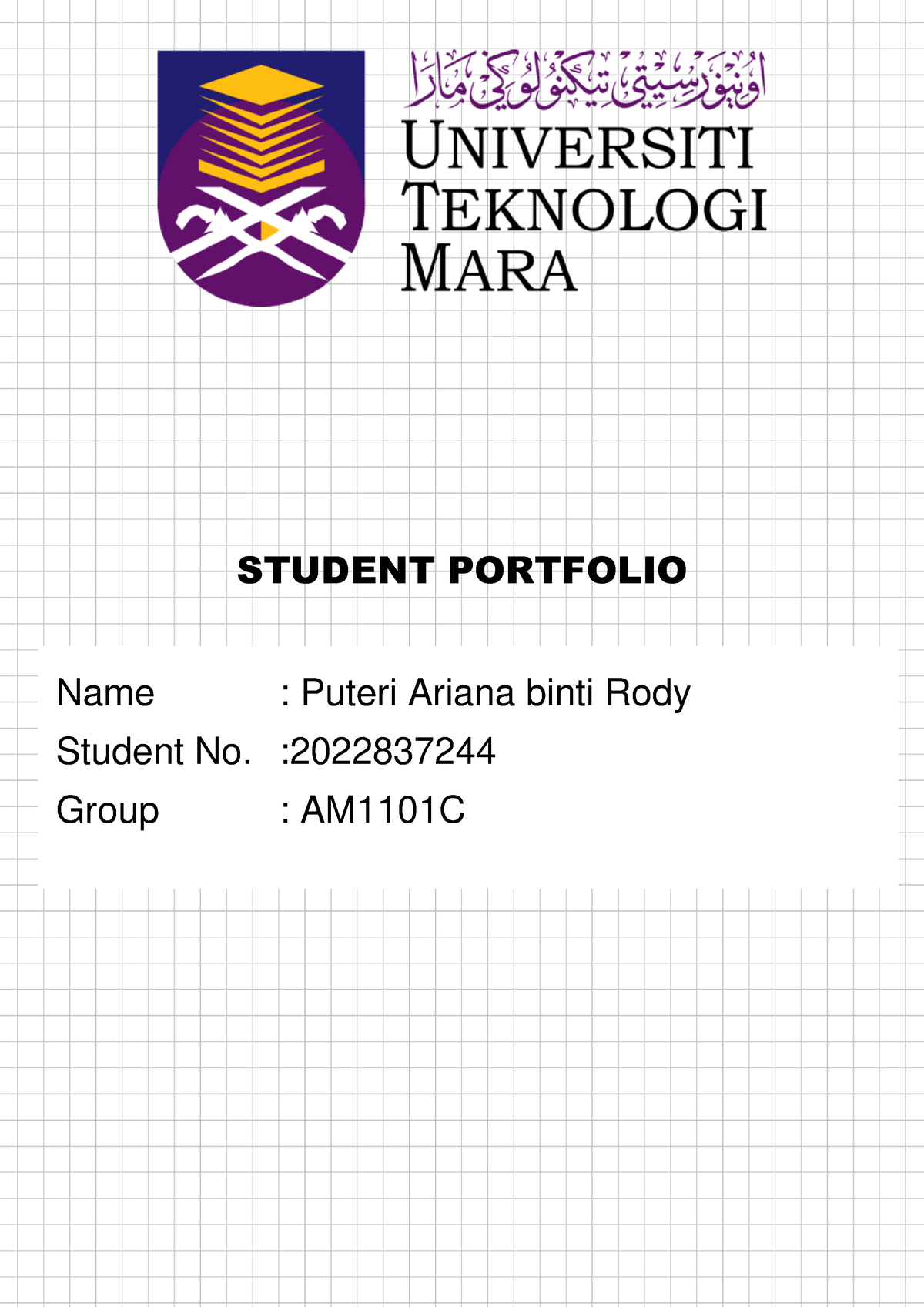 assignment contoh portfolio ued 102 uitm