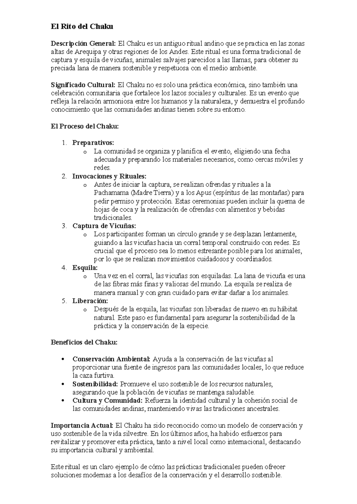 El Rito del Chaku - El Rito del Chaku Descripción General: El Chaku es ...