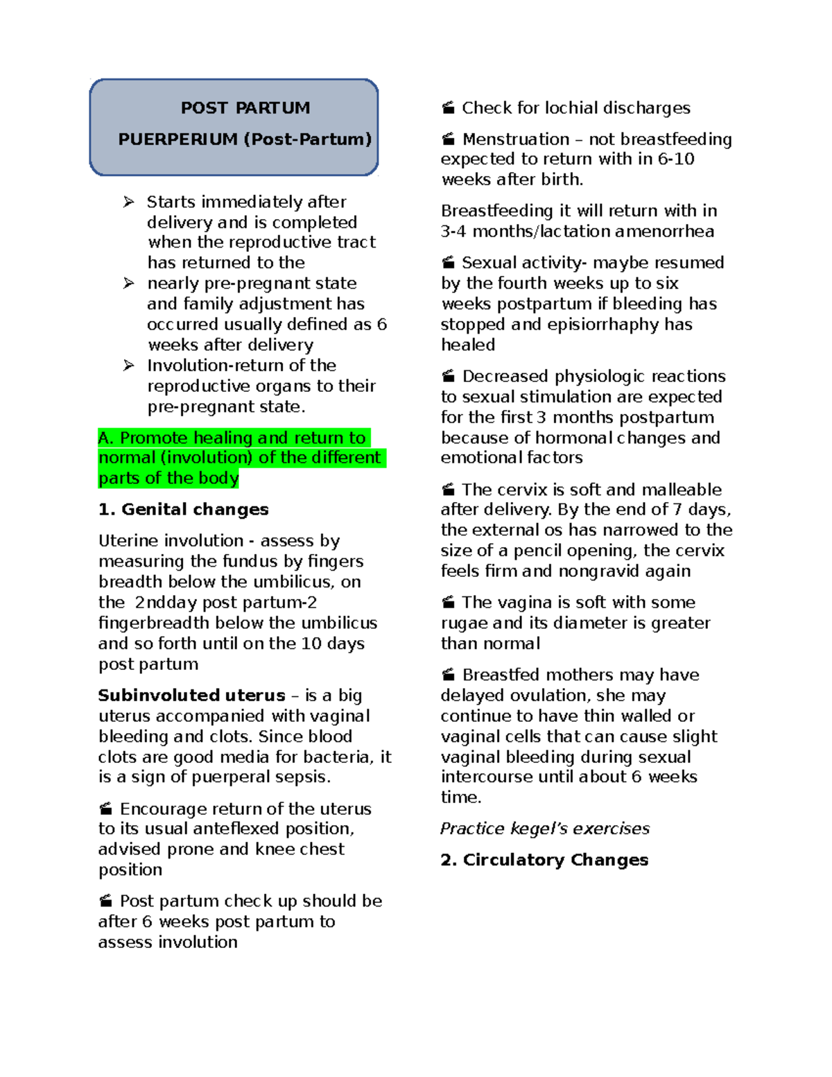 POST Partum Puerperium POST PARTUM PUERPERIUM (PostPartum) Starts