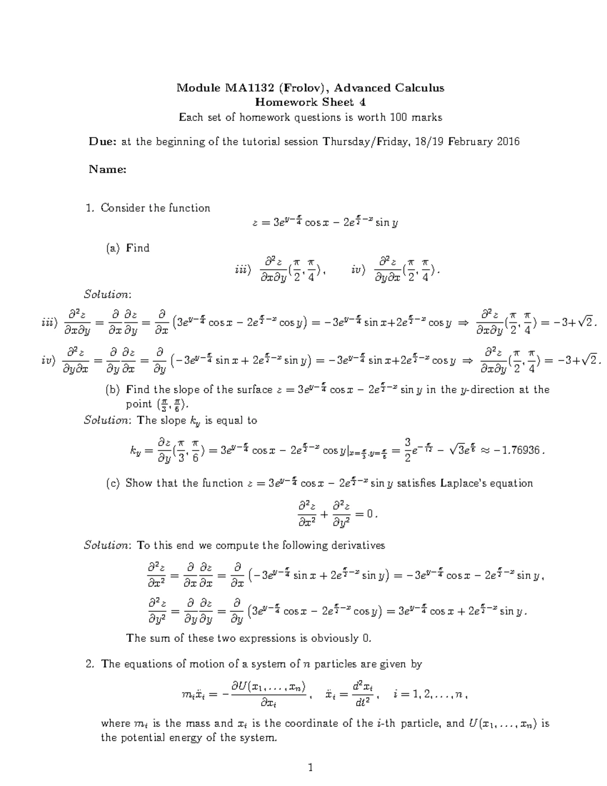 MA1132 2015-2016 Tutorial Sheet 1 - Solutions - Module MA1132 (Frolov ...