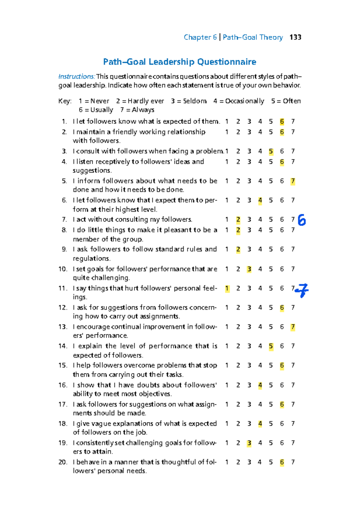 answer-sheet-leadership-chapter-6-path-goal-theory-133-path-goal