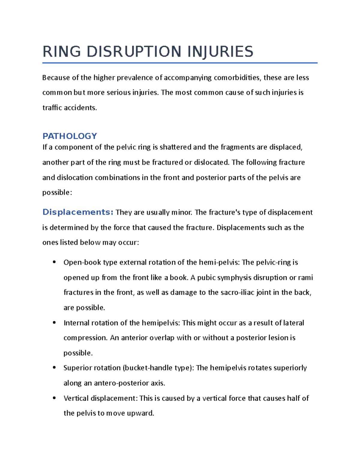 RING Disruption Injuries - RING DISRUPTION INJURIES Because of the ...