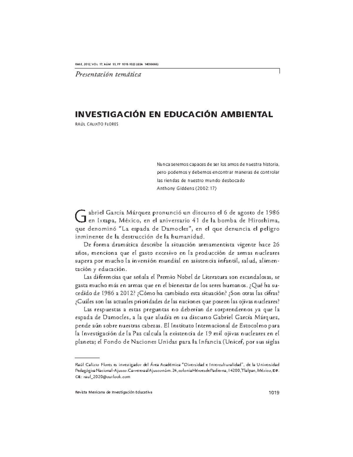 1.2 Revista Eduación ambiental - Revista Mexicana de Investigación ...