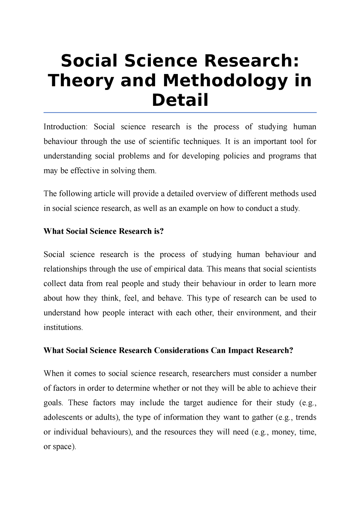 social science research methods papers