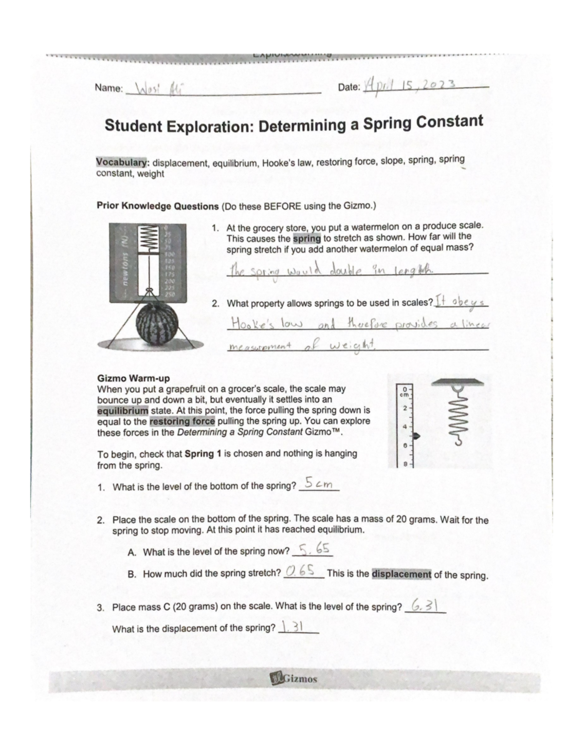 Determining a Spring Constant - Studocu