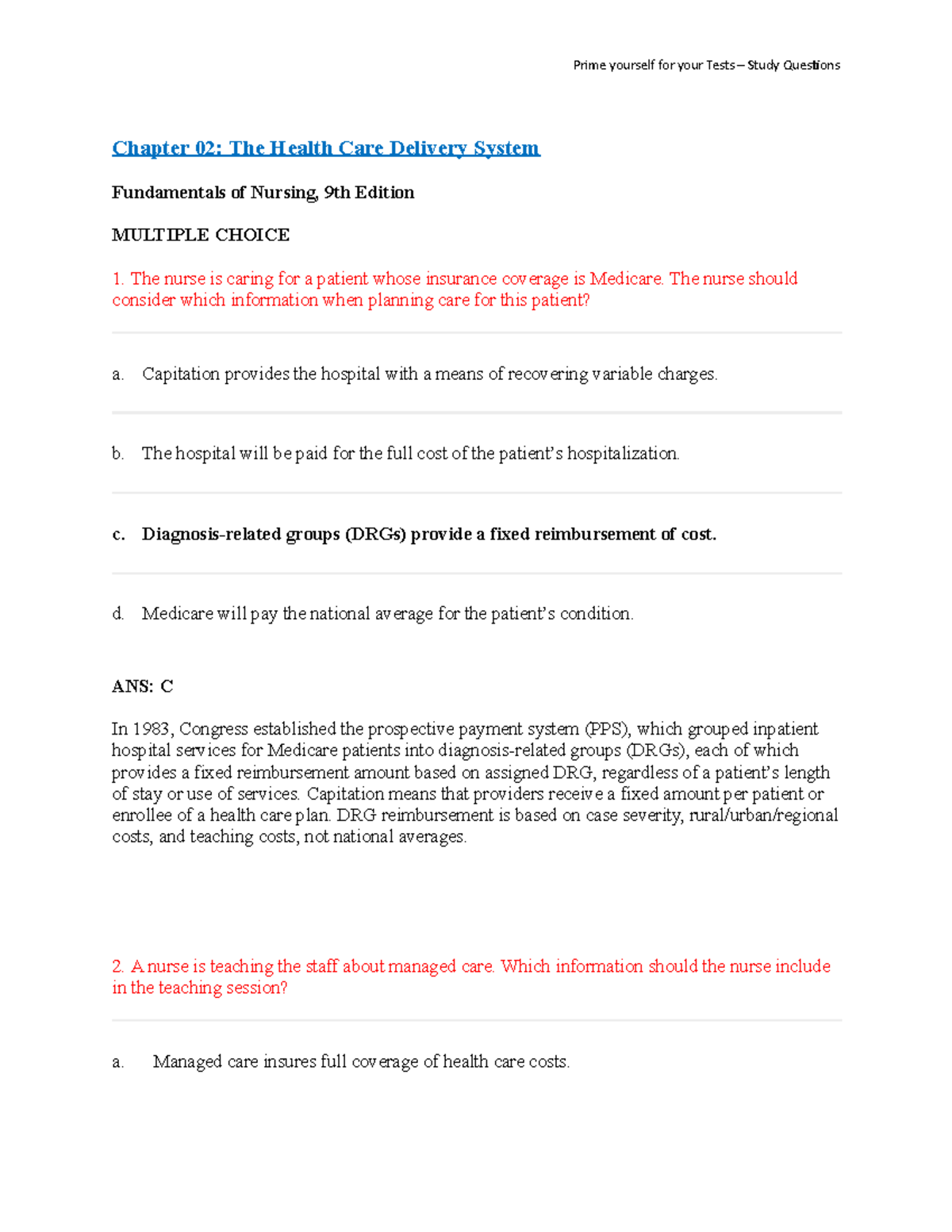 Chapter 02-The Healthcare Delivery System - Chapter 02: The Health Care ...