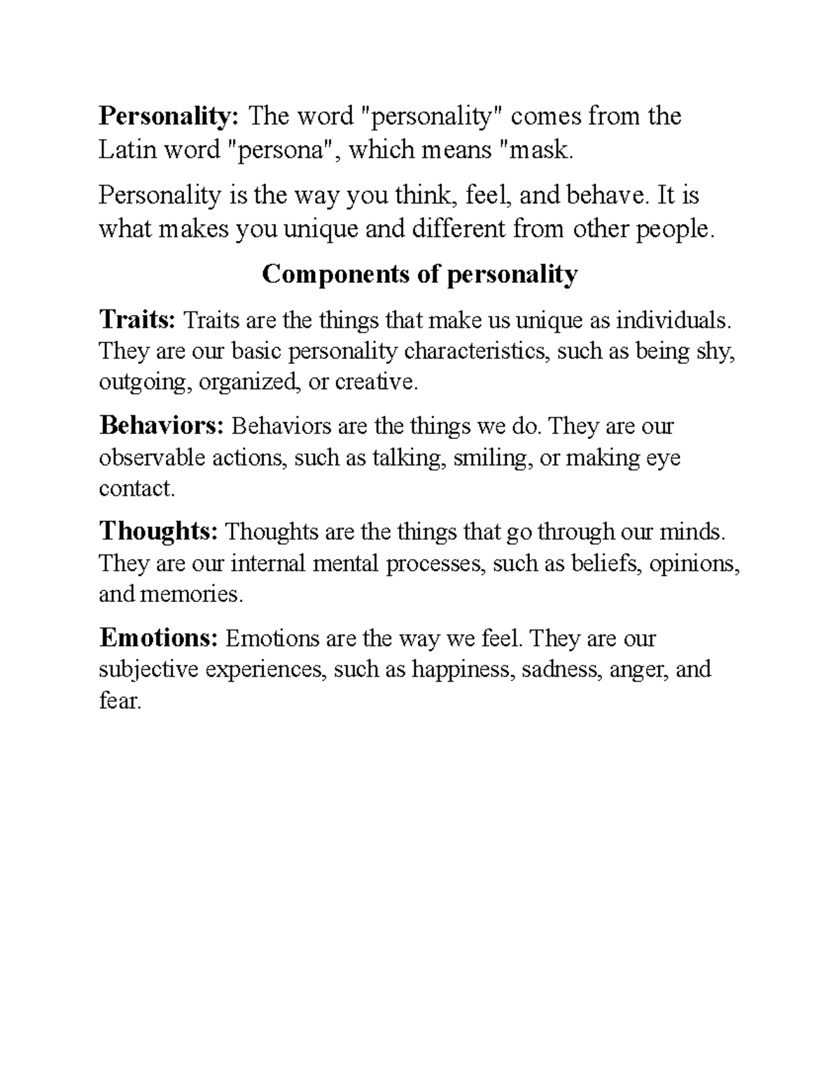 Personality - Personality is the way you think, feel, and behave. It is ...
