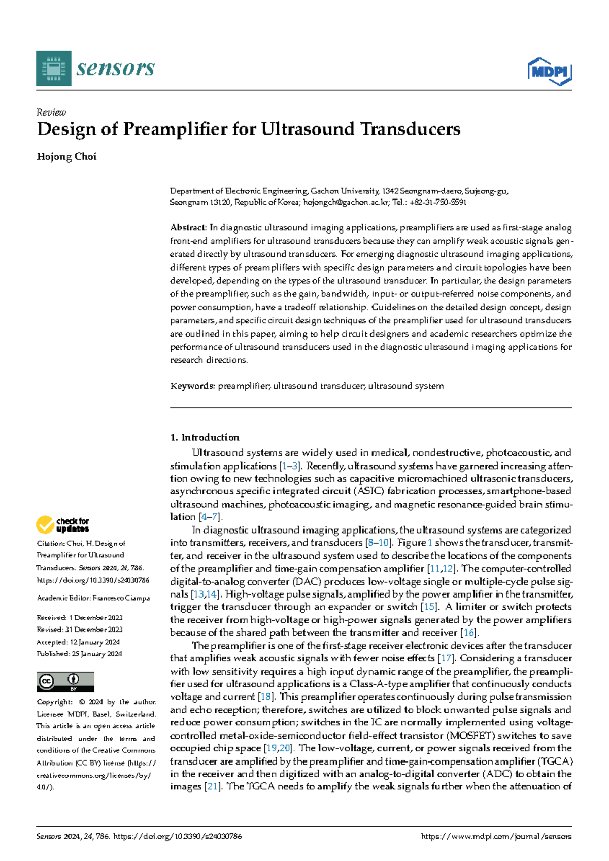 Sensors-24-00786 - Di ohgf - Citation: Choi, H. Design of Preamplifier ...