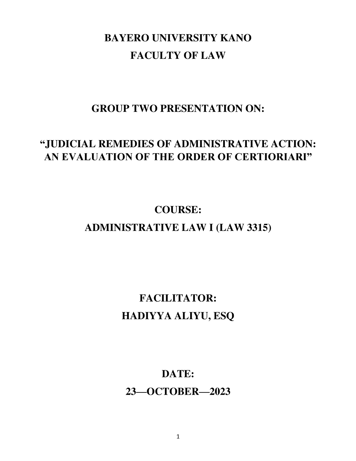 admin law assignment