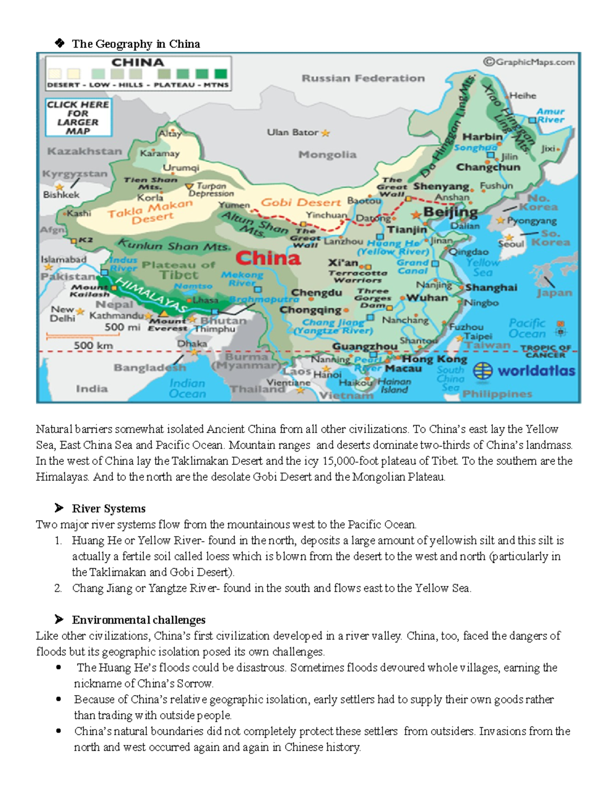 Ancient China - Chinese Civilization. - The Geography in China Natural ...