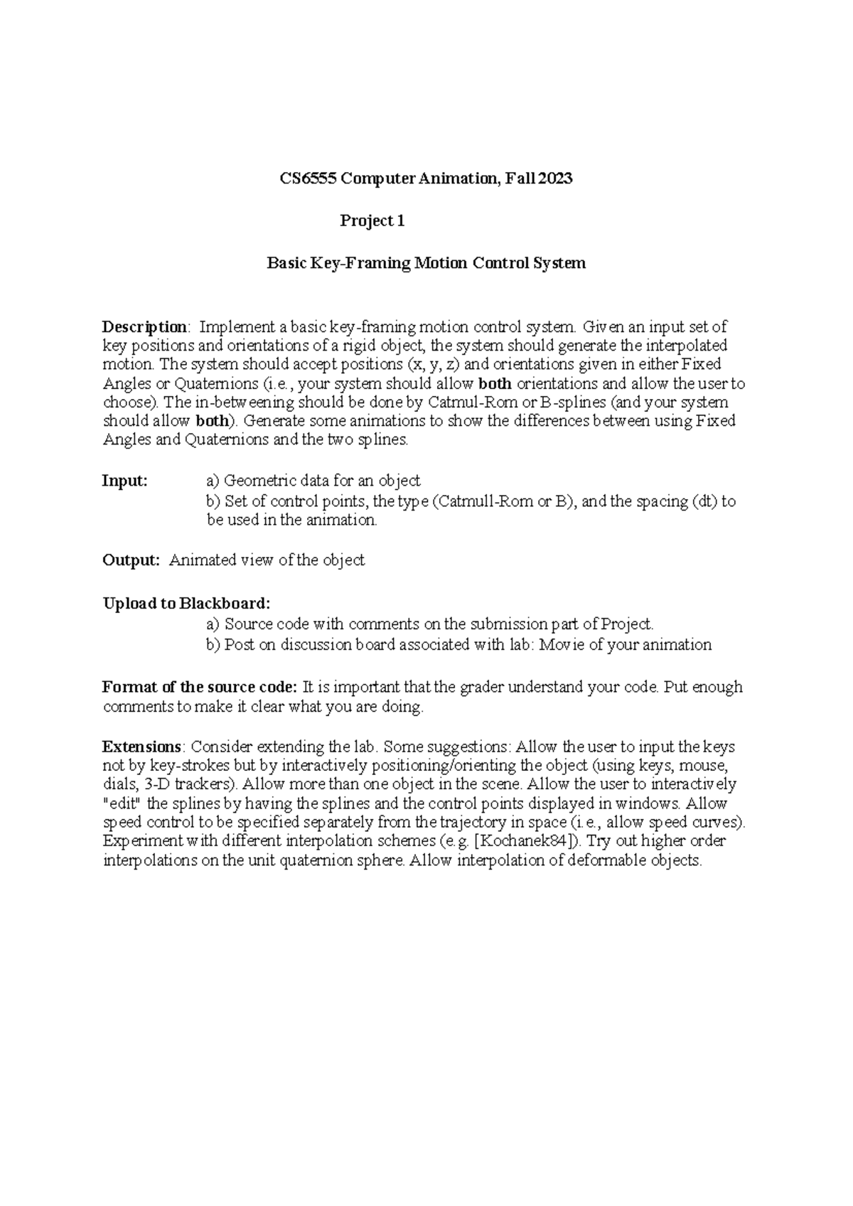 Project instruction - CS6555 Computer Animation, Fall 2023 Project 1 ...
