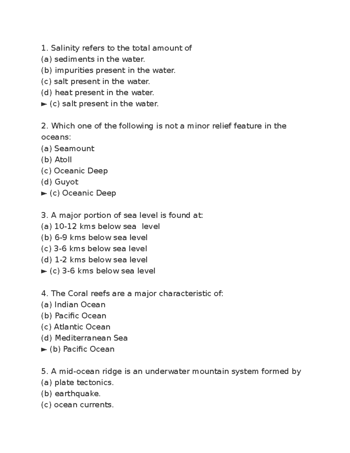 Water mcq notes Salinity refers to the total amount of (a