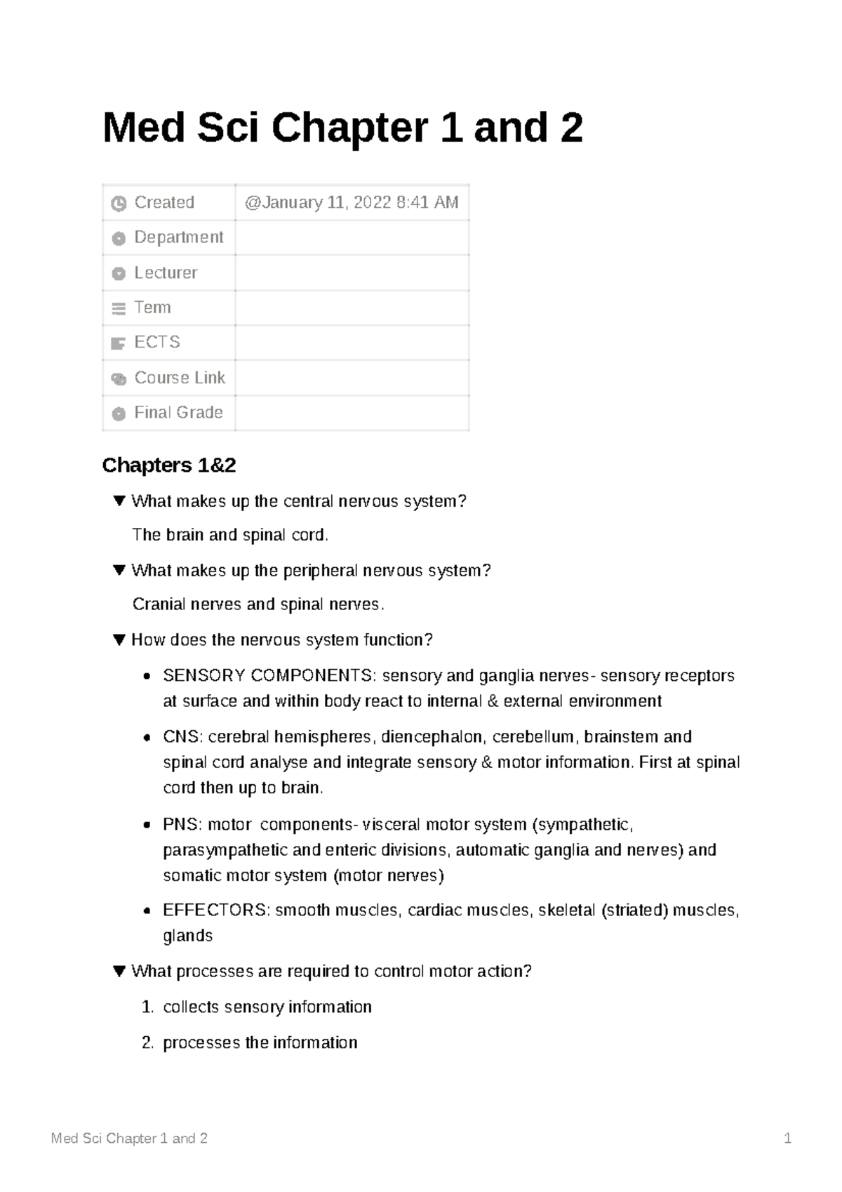 Medical Science Chapter 1 And 2 Summary - Med Sci Chapter 1 And 2 ...