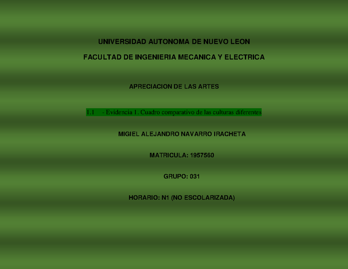 Evidencia 1 Cuadro Comparativo De Las Culturas Diferentes Miguel Navarro Universidad 9189