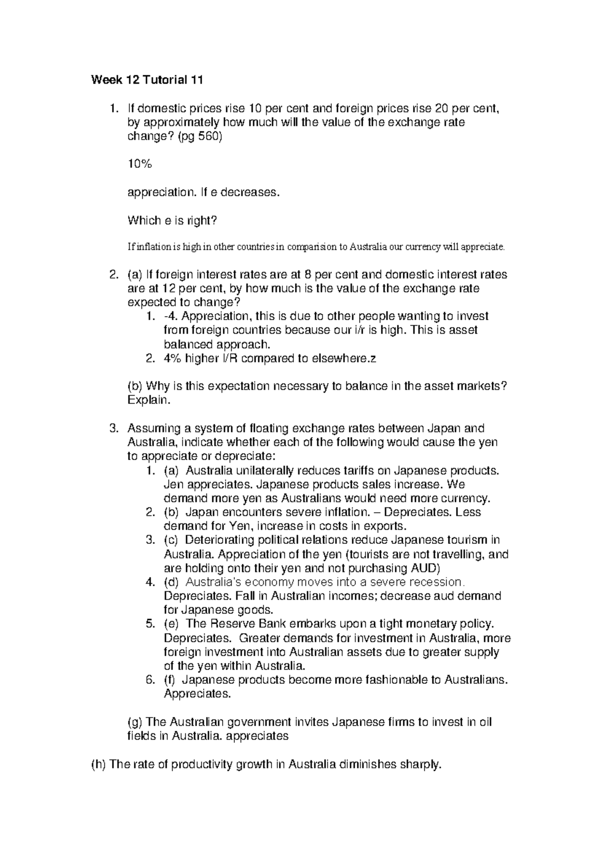 Week 12 Tutorial Work 11 - Principles Of Macroeconomics - 2016/2017 ...