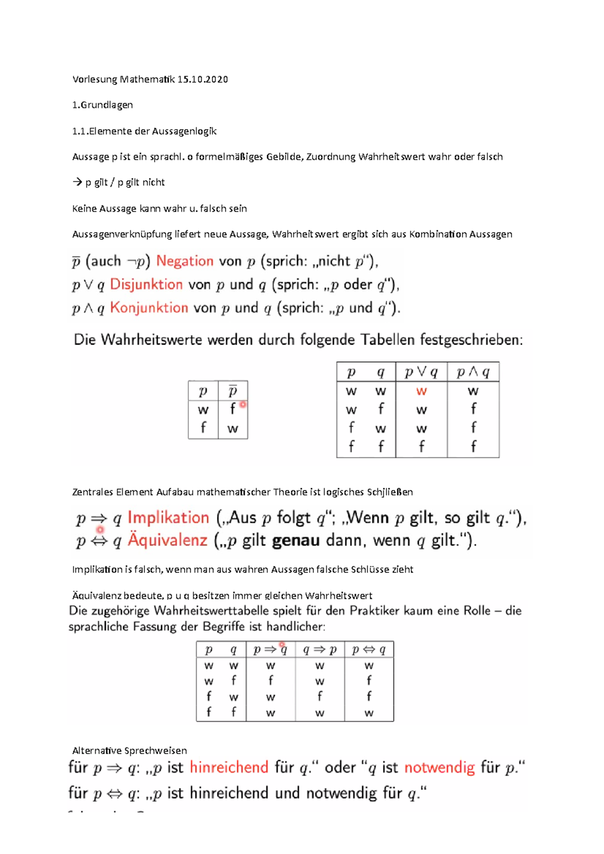 Mathematik 15 - Grundlagen Der Aussagenlogik - Vorlesung Mathematik 15 ...