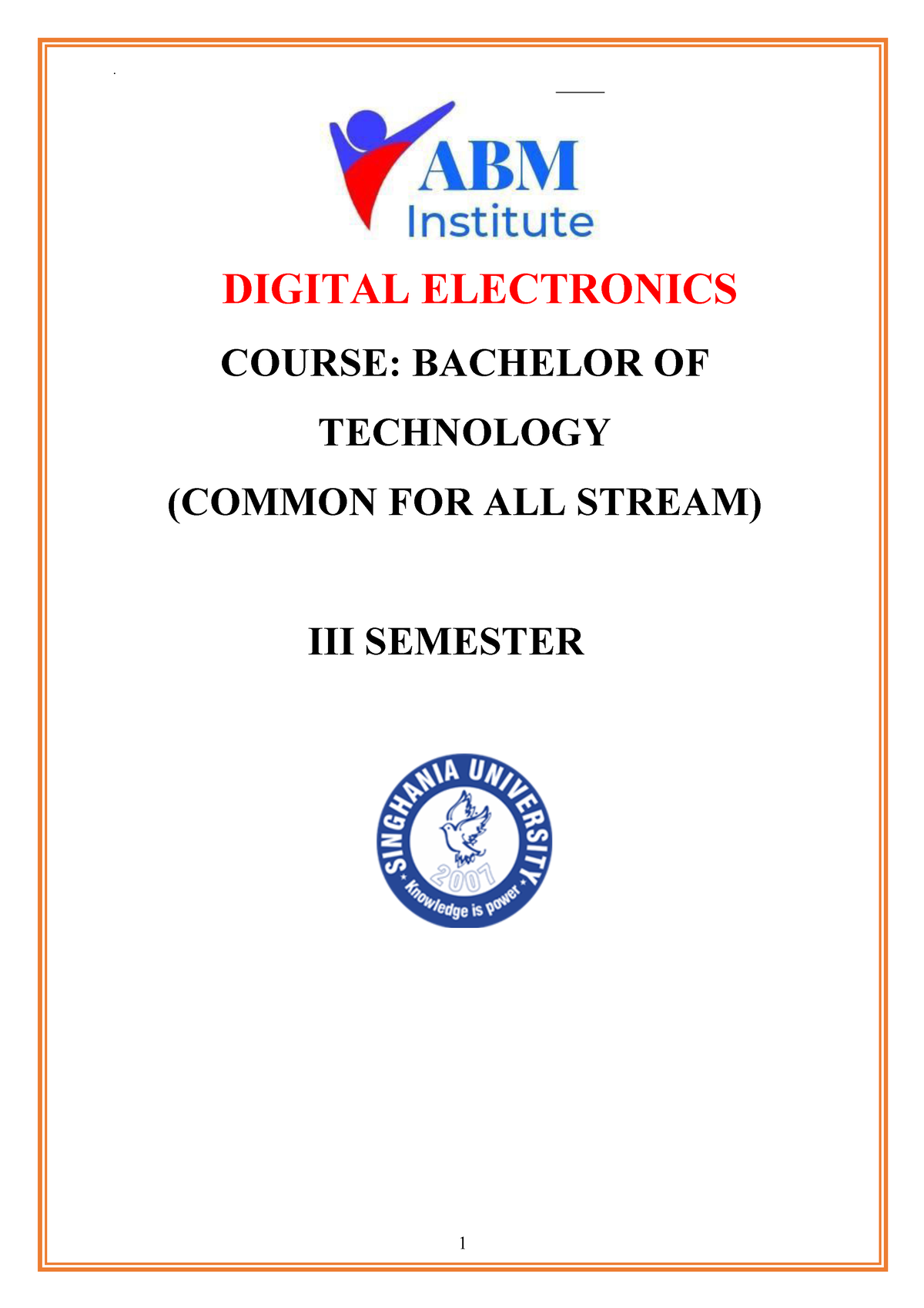 Btech 3rd - ABM - Digital Electronics - DIGITAL ELECTRONICS COURSE ...