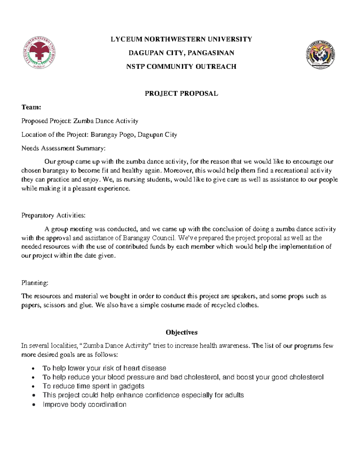 Nstp-proposal-1 - This is our proposals - LYCEUM NORTHWESTERN ...