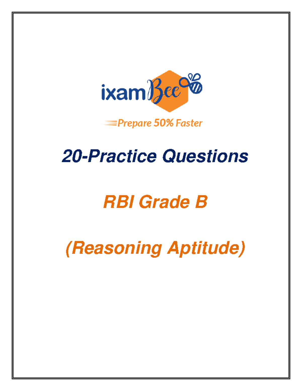RBI Grade B 20 Reasoning Questions PDF - 20 - Practice Questions RBI ...