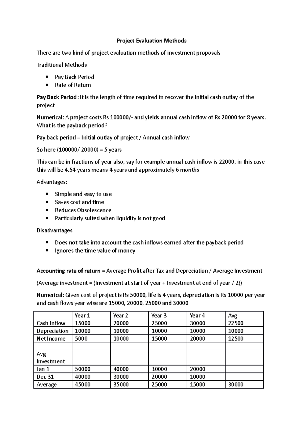 Project Evaluation - This is an important note - Project Evaluation ...