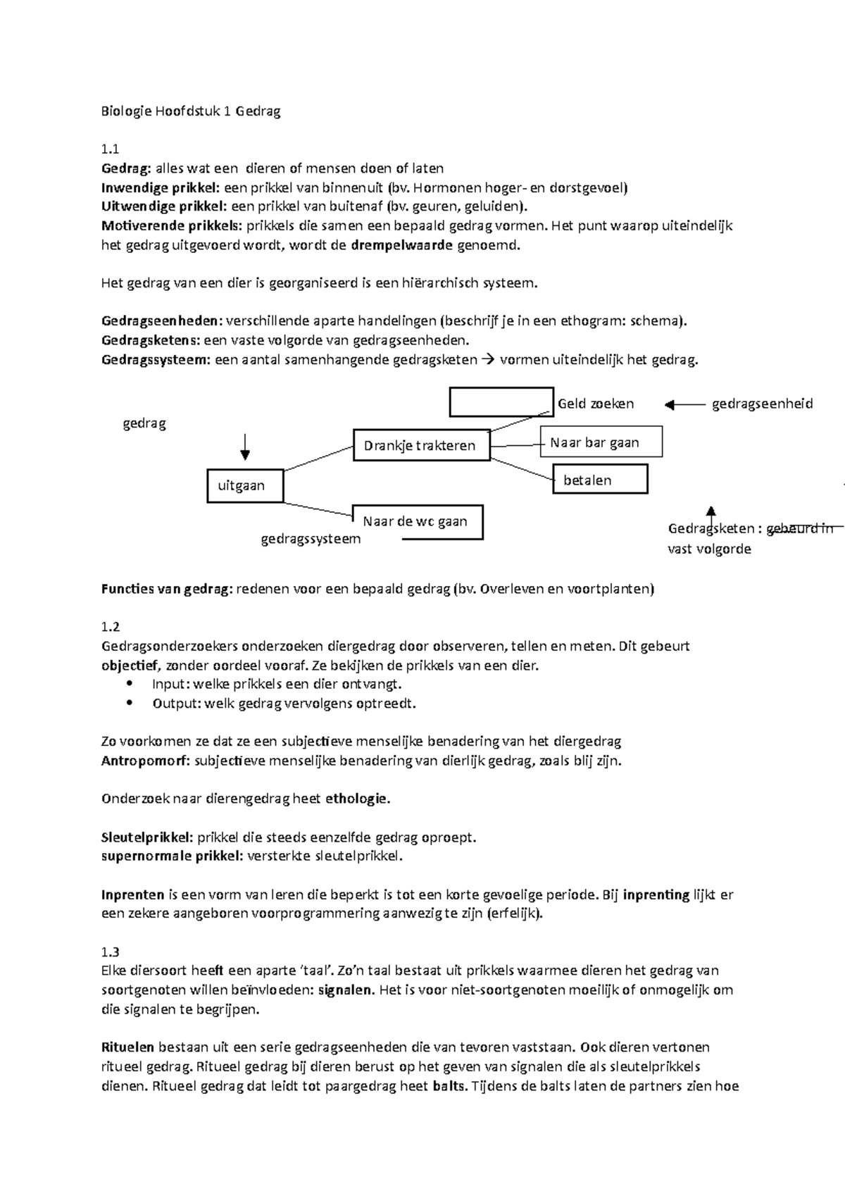 Biologie Hoofdstuk 1 Gedrag - Biologie Hoofdstuk 1 Gedrag Gedrag: Alles ...