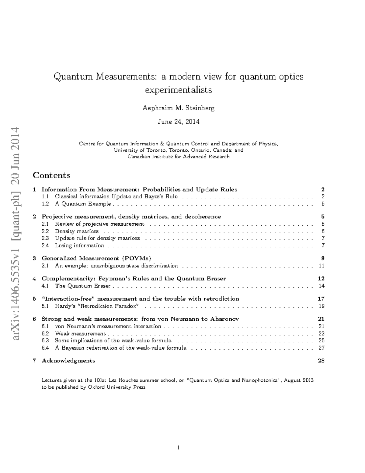1406 - Apuntes y notas - Quantum Measurements: a modern view for ...