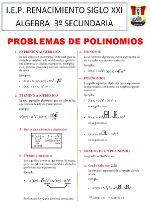 Expresiones Algebraicas para Segundo de Secundaria - Definición y ...