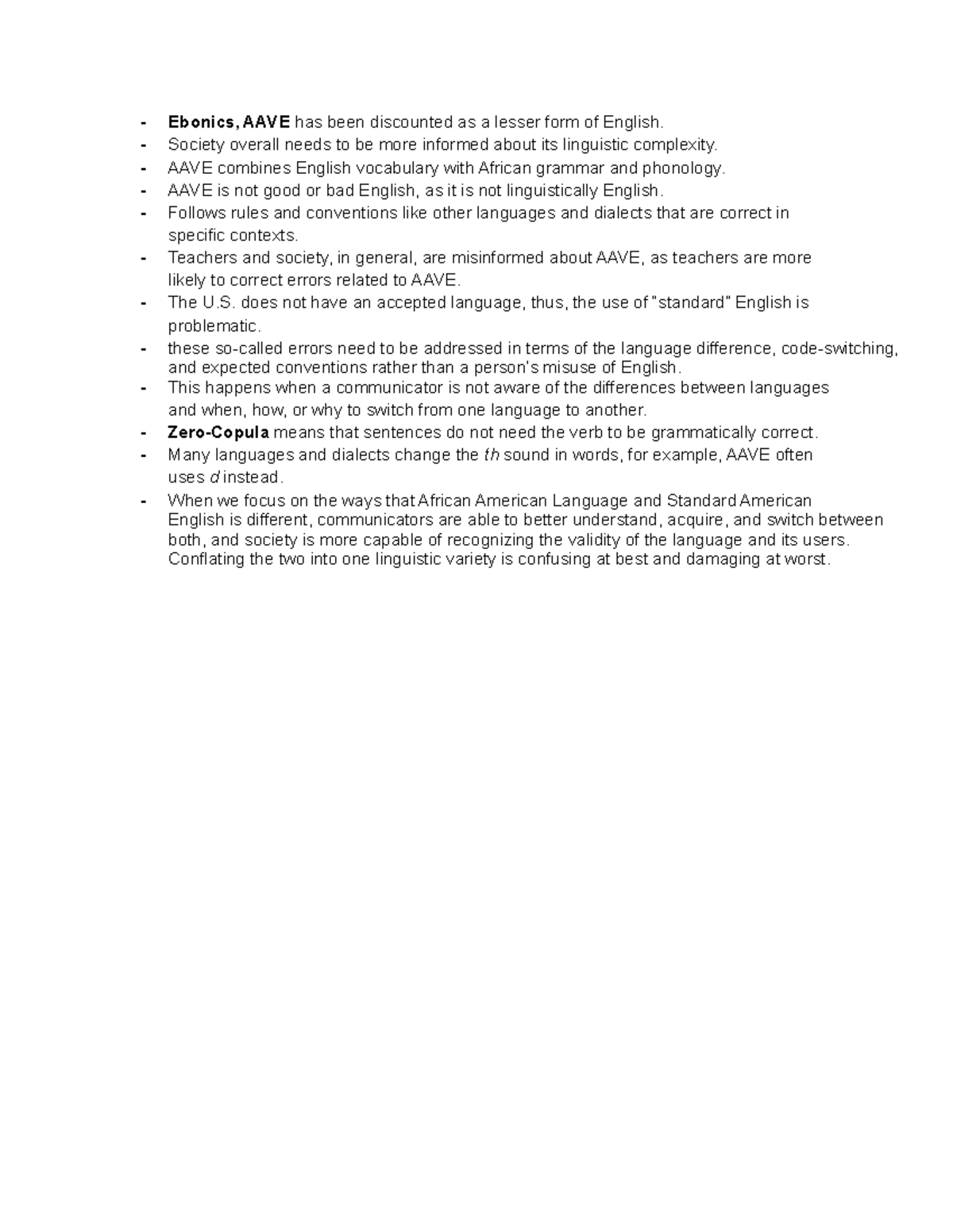 Notes- 'African American English is Not Good English' - Ebonics, AAVE ...