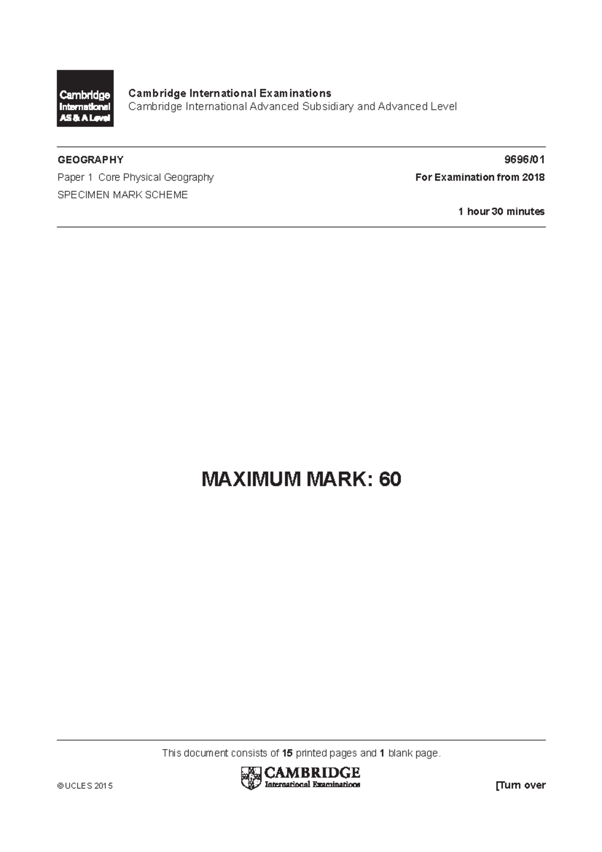 254754 2018 paper 1 specimen mark scheme - This document consists of 15 ...