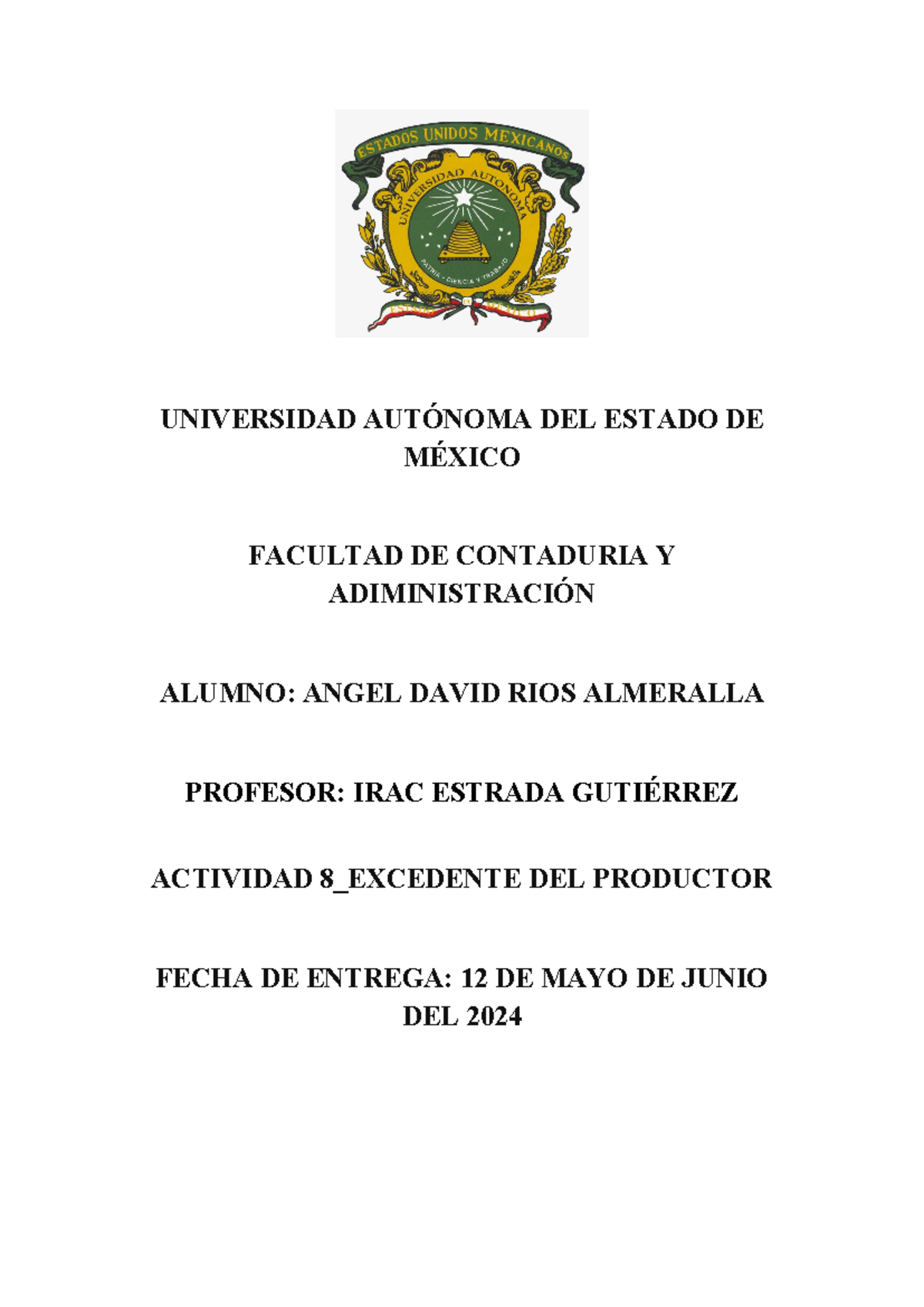 Angel David RIOS Almeralla Actividad 8 Excedente del productor ...