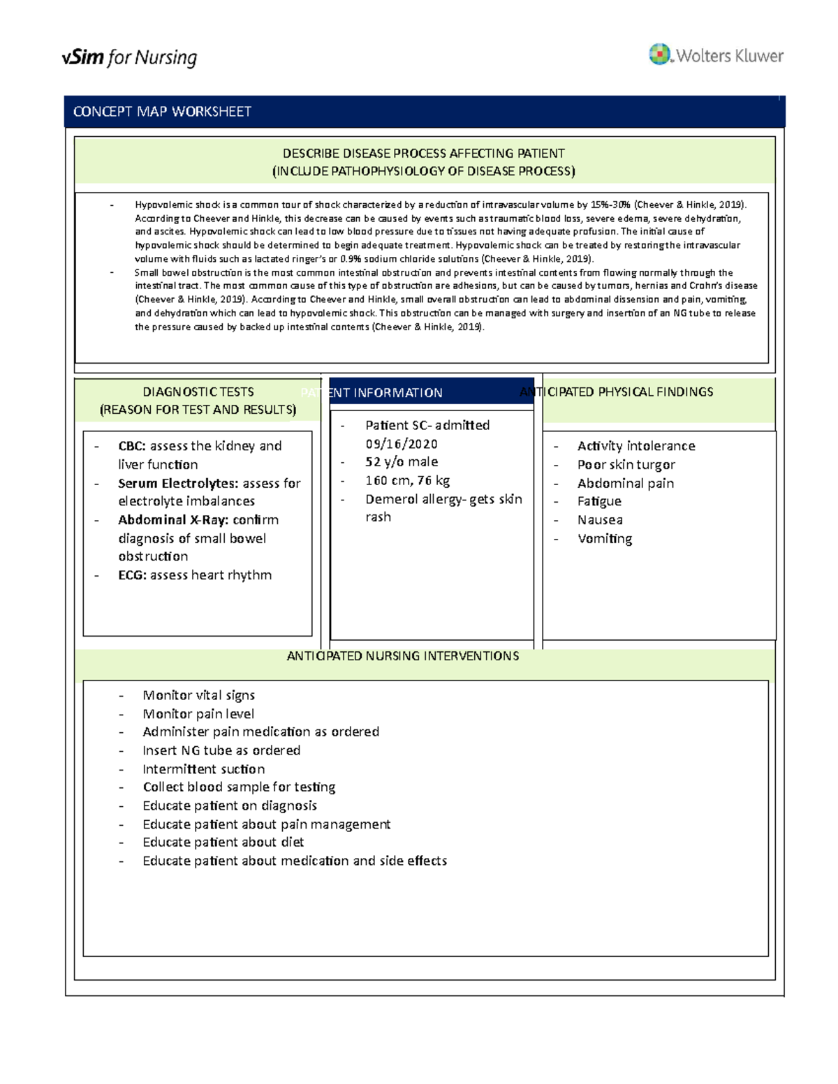 Stan Checketts Concept Map Stan Checketts Clinical Worksheet - Concept Map Worksheet Describe Disease  Process Affecting Patient - Studocu