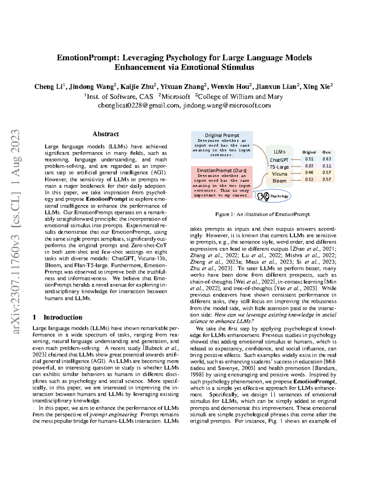 Leveraging Psychology For Large Language Models - EmotionPrompt ...