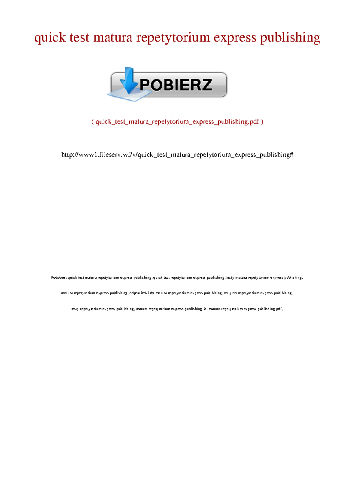 Quick test matura repetytorium express publishing - - Studocu