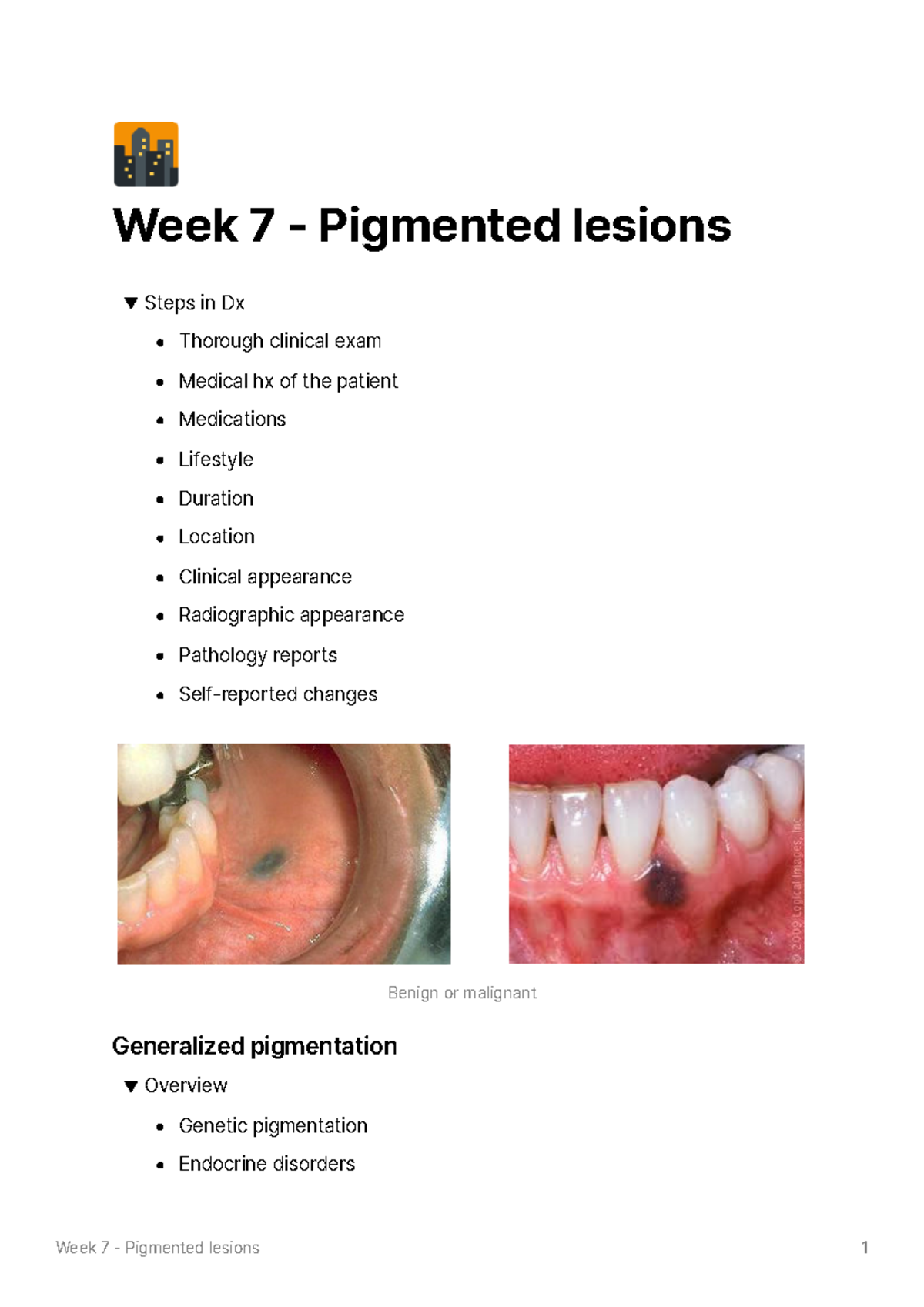 Week 7 - Pigmented Lesions - 🌆 Week 7 - Pigmented Lesions Steps In Dx ...