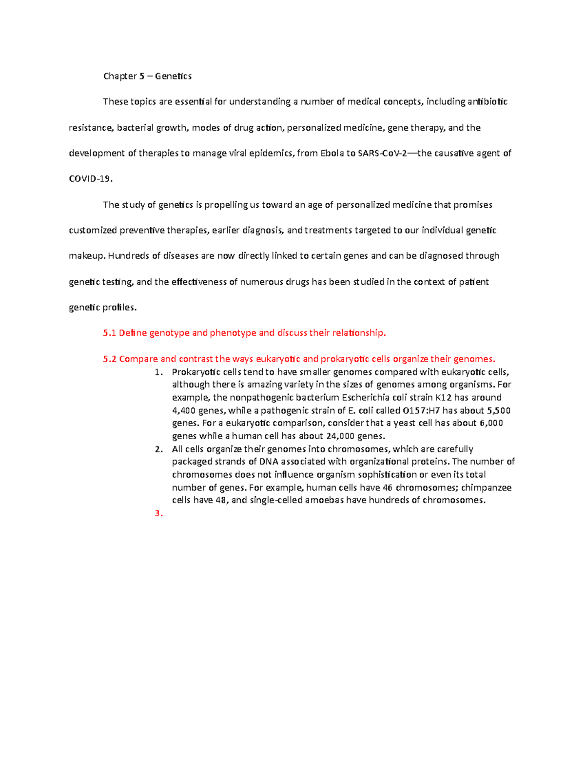 Chapters 5, 6 reviews - notes - Chapter 5 – Genetics These topics are ...