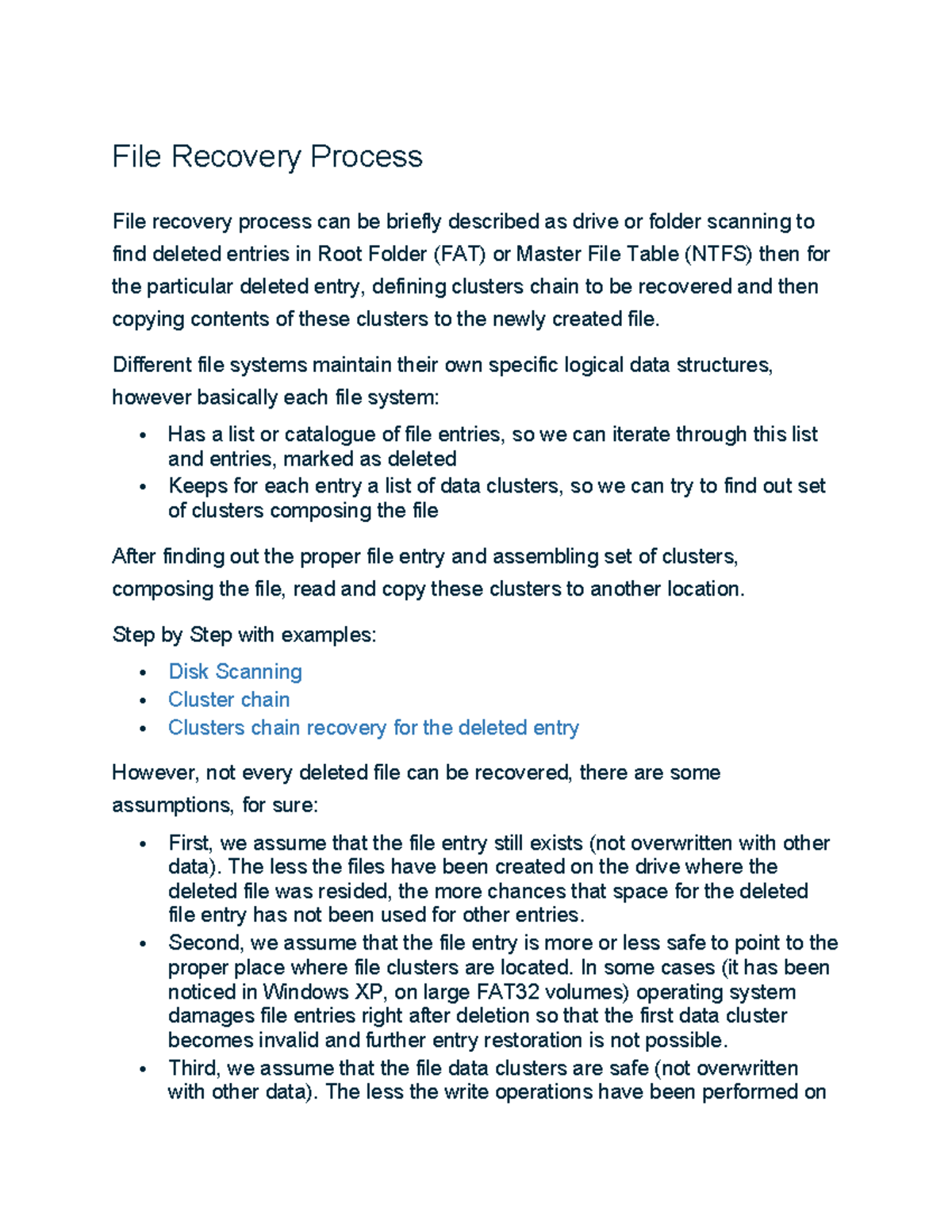 File Recovery Process - notes - File Recovery Process File recovery ...