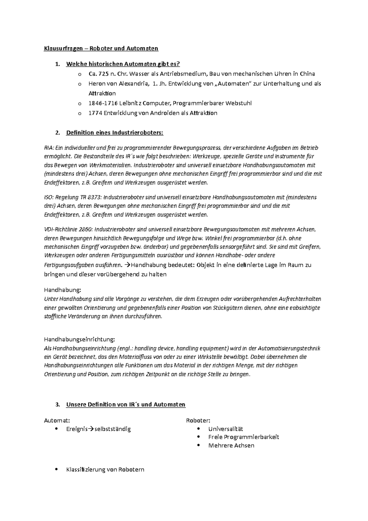Mission Roboter Kapitel Zusammenfassung Zusammenfassung Roboter und Automaten - HTW Berlin - Studocu