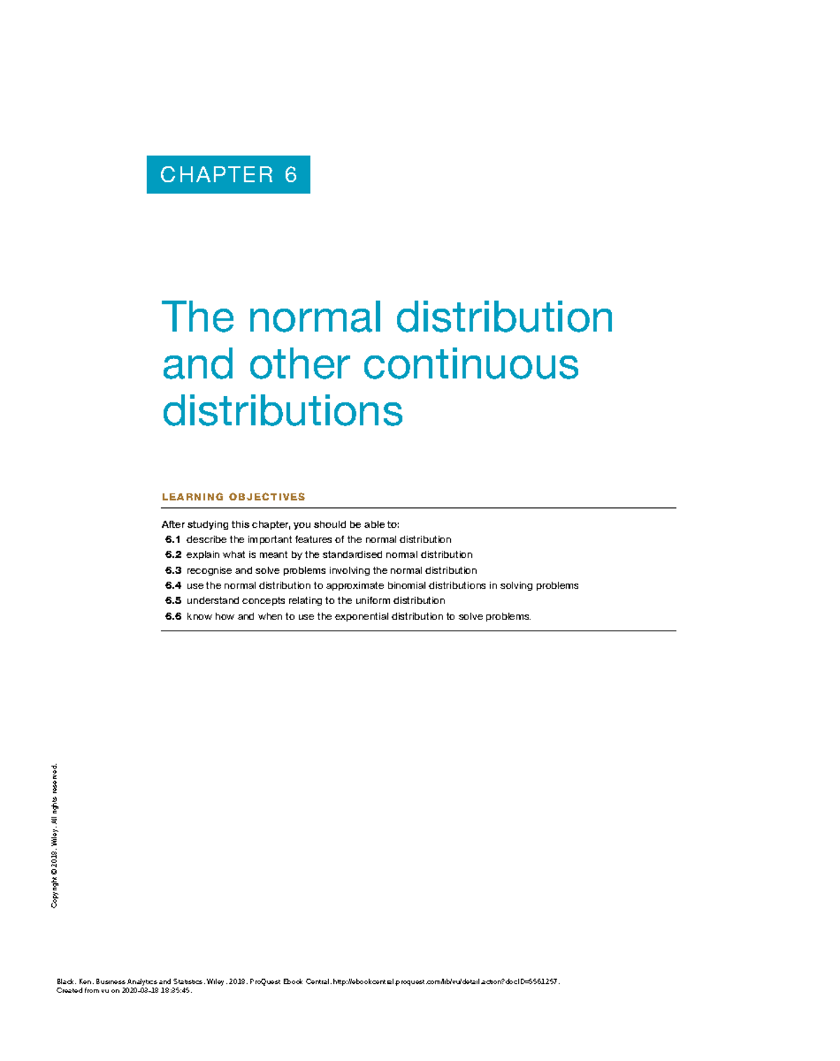Business Analytics and Statistics - (6 The normal distribution and ...