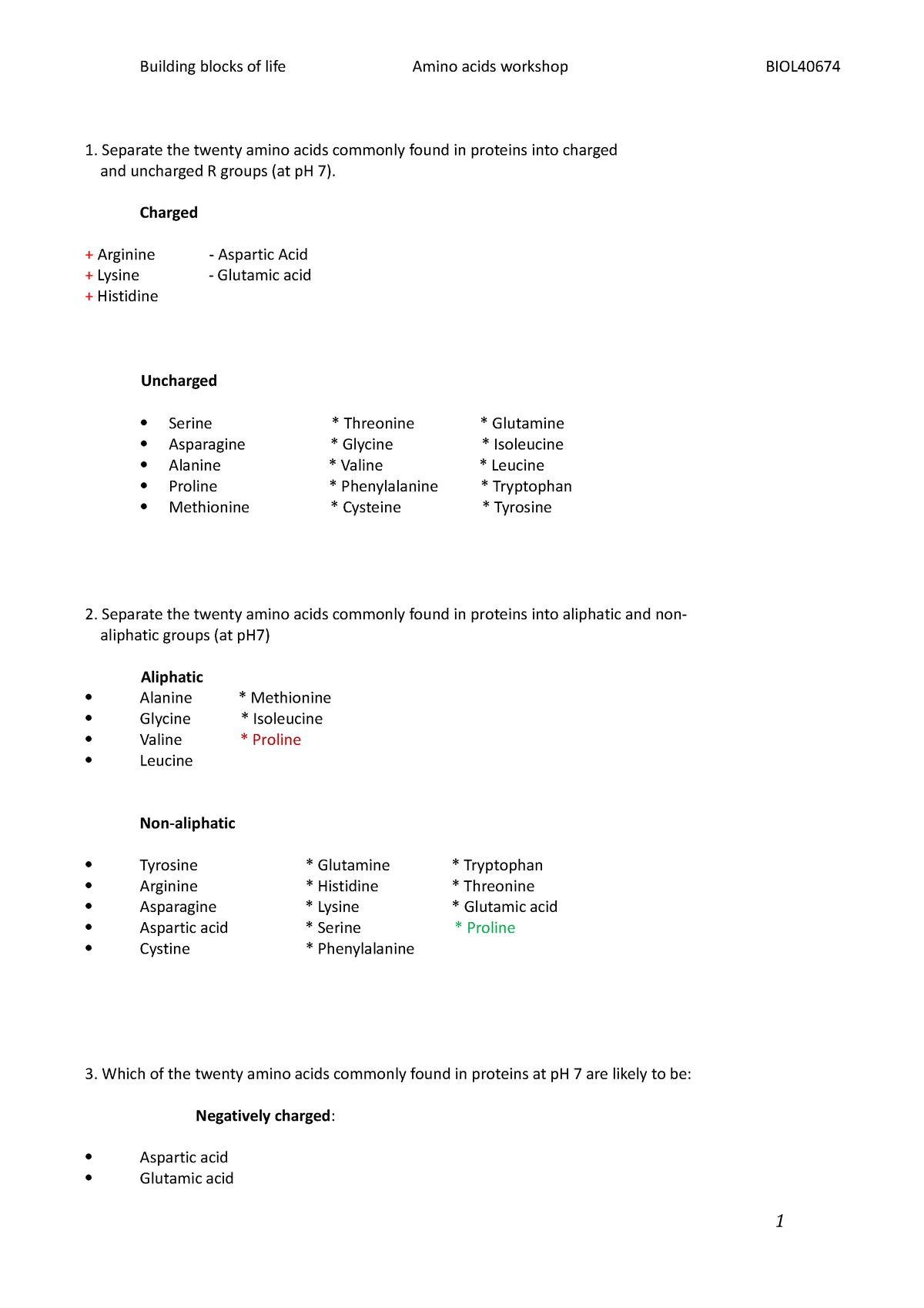 Amino Acids Workshop - Q&A - Building Blocks Of Life Amino Acids ...