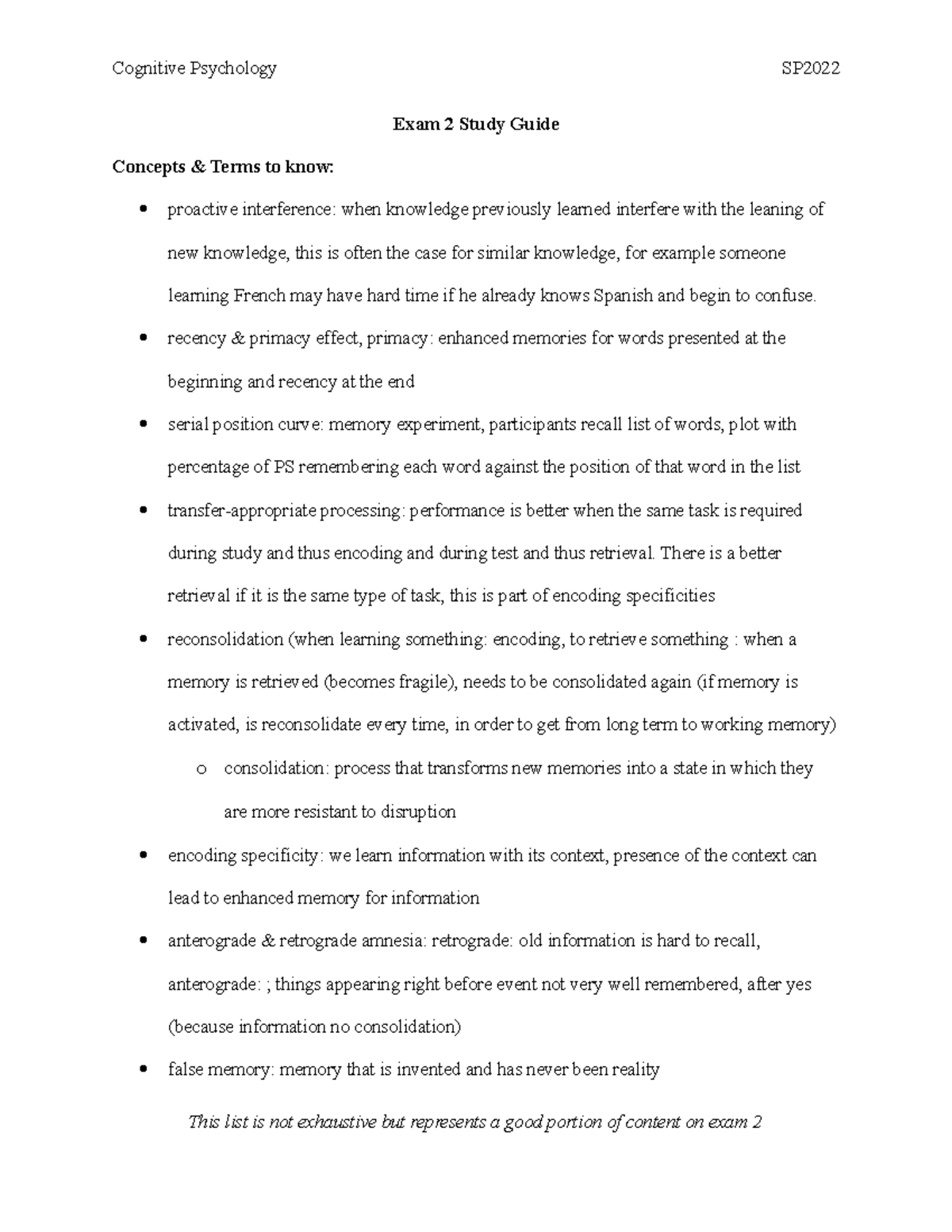 Exam 2 Study Guide - Exam 2 Study Guide Concepts & Terms to know ...