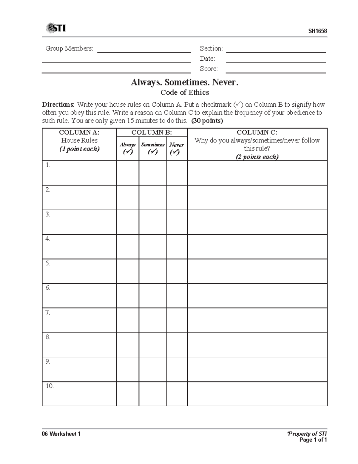 SH1658 -Disciplines and Ideas in the Applied SS 06 Worksheet - SH 06 ...